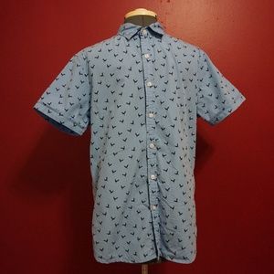 short sleeve button up "rooster" shirt